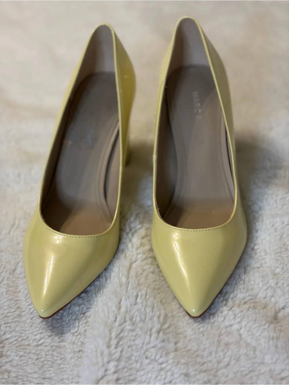 Mark Fisher 'Viviene' Block Heel Pumps Patent Yellow Pointed Toe. New w/o tags. - Picture 1 of 6